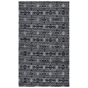 Marbella Black/Ivory Doormat 3 ft. x 5 ft. Geometric Area Rug