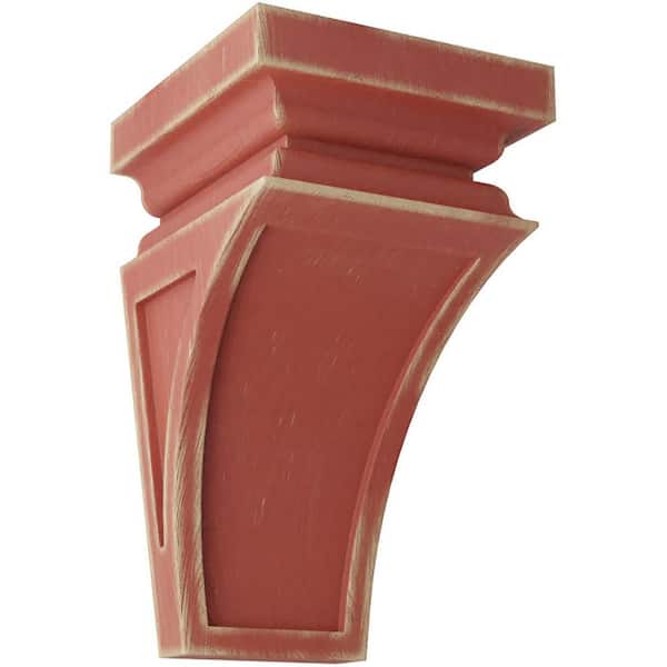 Ekena Millwork 3-1/2 in. x 6 in. x 3-3/4 in. Salvage Red Mini Nevio Wood Vintage Decor Corbel