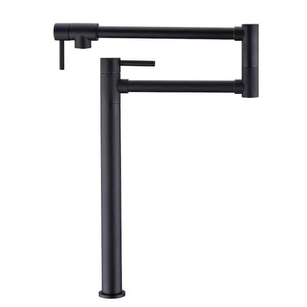 Single Handle Freestanding Pot Filler Kitchen Faucet with 360° Spout Swivel in Matte Black