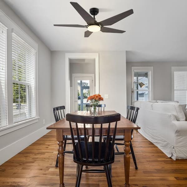 Voyager 52 in. Dimmable LED Indoor/Outdoor Black Smart Ceiling Fan with Light and Remote Works w/Alexa/Google Home