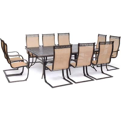 Manor 11-Piece Sling Outdoor Dining Set with C-Spring Rockers