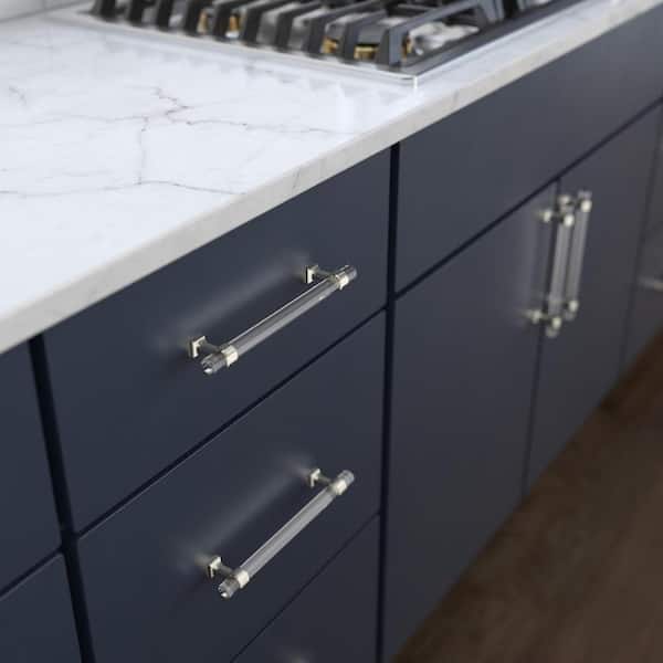 Acrylic Bar 6-5/16 in. (160 mm) Modern Polished Nickel and Clear Cabinet Drawer Pull