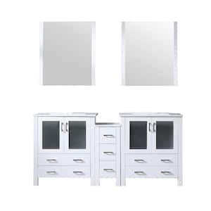 Volez 72 in. W x 18 in. D Single Bath Vanity in White with White Ceramic Top and Mirror