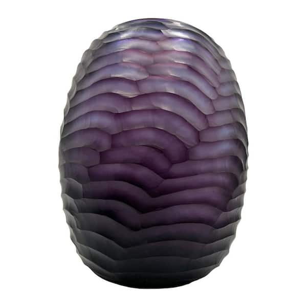 castellousa 13" Decorative Textured Purple Glass Urn Vase