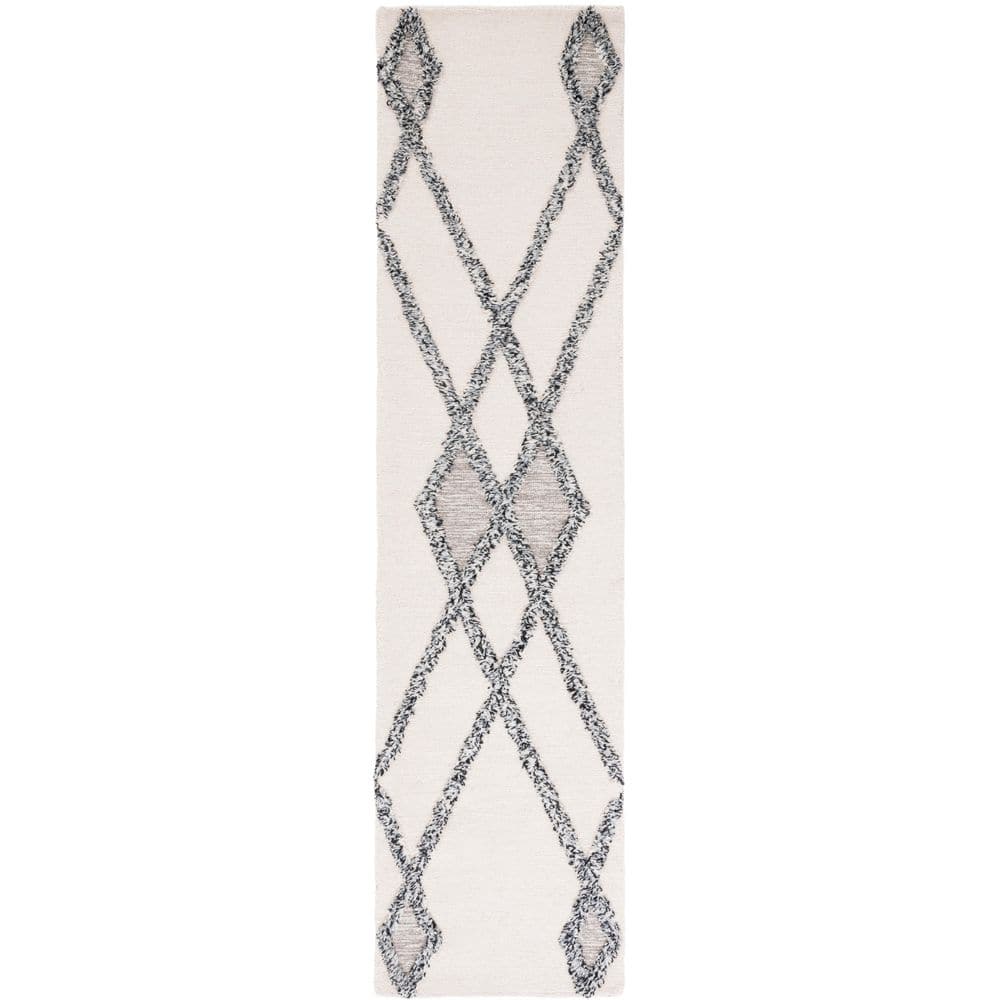 Diamond Runner Rug SAFAVIEH Casablanca 2 ft. x 9 ft. Ivory/Black High-Low Diamond Runner ...