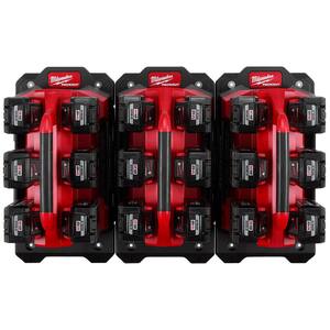 M18 18V Lithium-Ion PACKOUT 6-Port Rapid Charger (3) w/(3) Mounting Plates & (18) 8.0 Ah Batteries
