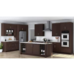 Shaker 15 in. W x 24 in. D x 34.5 in. H Assembled Base Kitchen Cabinet in Java with Ball-Bearing Drawer Glides