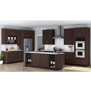 Shaker 30 in. W x 15 in. D x 24 in. H Assembled Wall Bridge Kitchen Cabinet in Java with Shelf