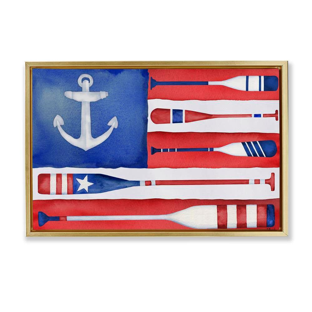 Patriotic Oar Flag by Paul Brent Gold Floater Frame Typography Graphic Art Print 17 in. x 25 in. price history on PriceWatchPro