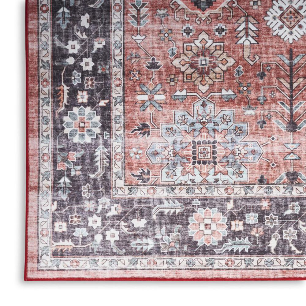 2 ft. x 8 ft. Black Oriental Washable Area Rug