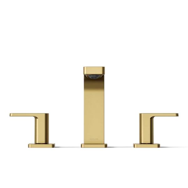 KOHLER Parallel Double Handle 1.2 Gpm Widespread Bathroom Sink Faucet in Vibrant Brushed Moderne Brass