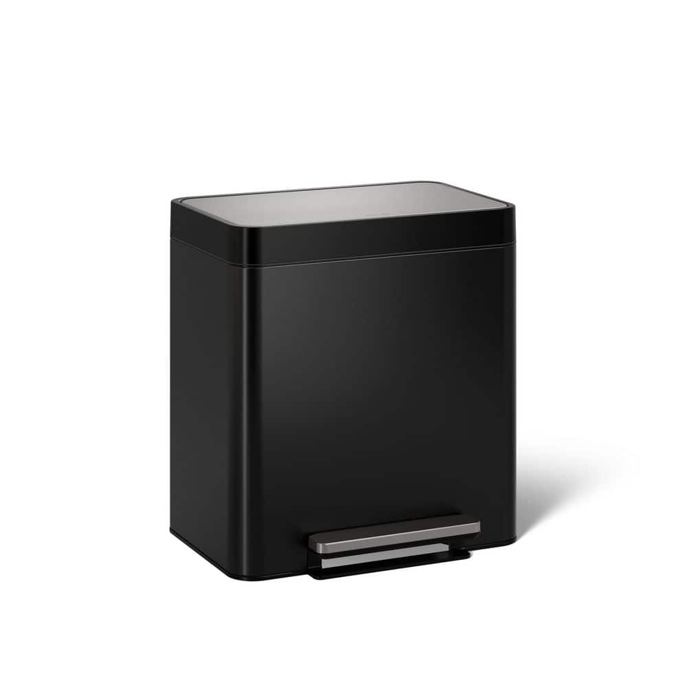 KOHLER 8 Gal. Stainless Steel Trash Can with Black Stainless K