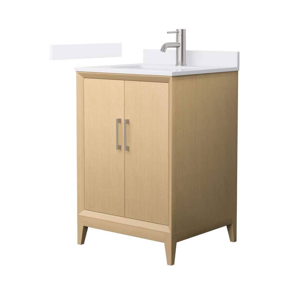 Janna 24" White Oak Freestanding Single Vanity with Cultured Marble Top