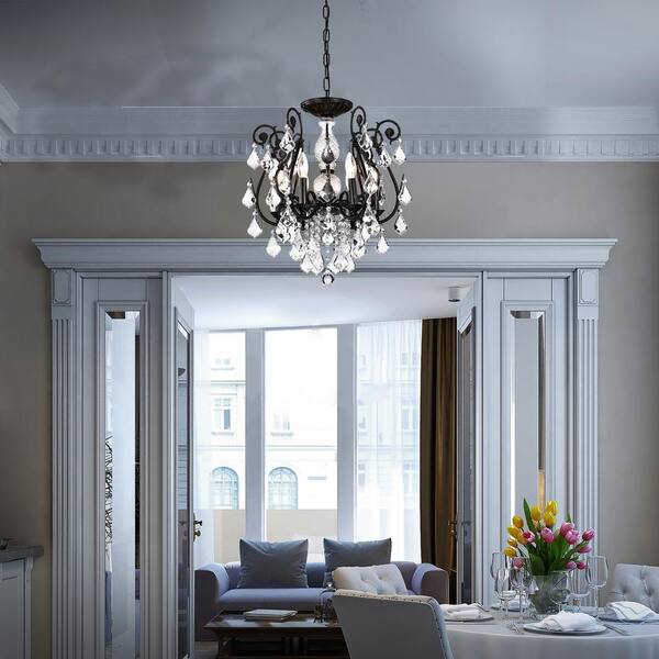 Edvivi Veronica Glam 6-Light Antique Black Candlestick Crystal