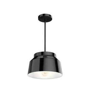 Cranbrook 1 Light Matte Black Pendant with Metallic Shade Mudroom / Utility Room Light