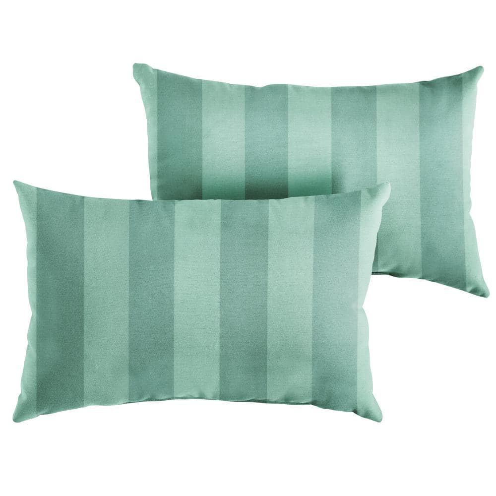 Sorra Home 18 in. x 18 in. x 6 in. Gardenia Seaglass Square Outdoor/Indoor Knife Edge Throw Pillow (Set of 2)