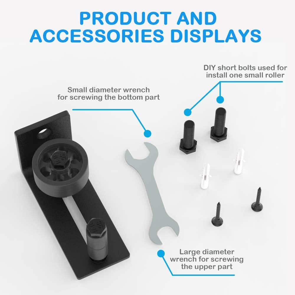 Black Adjustable Sliding Barn Door Floor Guide with 8 Setup Options