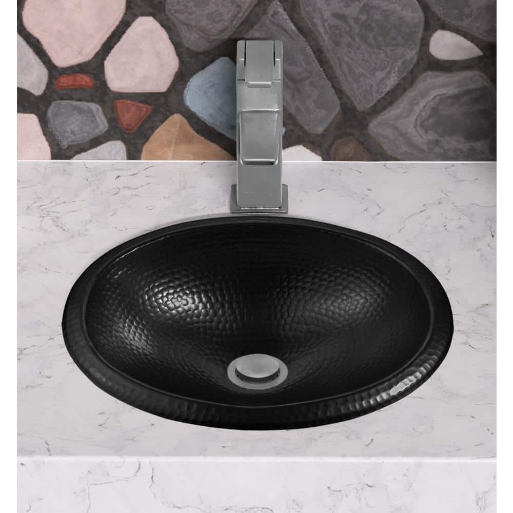 Monarch Abode 17 in. Hand Hammered Oval Drop-In Bathroom Sink in Matte ...