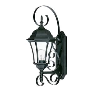 New Orleans Collection 1-Light Matte Black Outdoor Wall Lantern Sconce