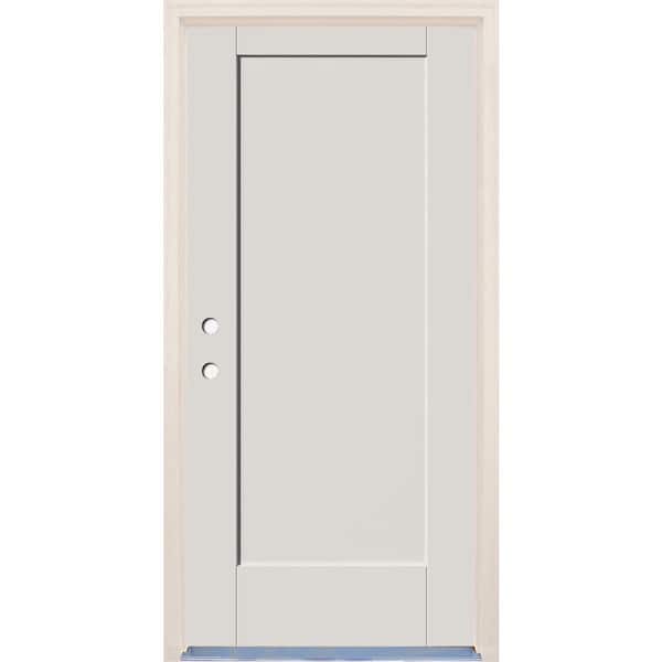 Builders Choice 36 in. x 80 in. 1 Panel Right-Hand Unfinished Fiberglass Prehung Front Door with 6-9/16 in. Frame and Nickel Hinges