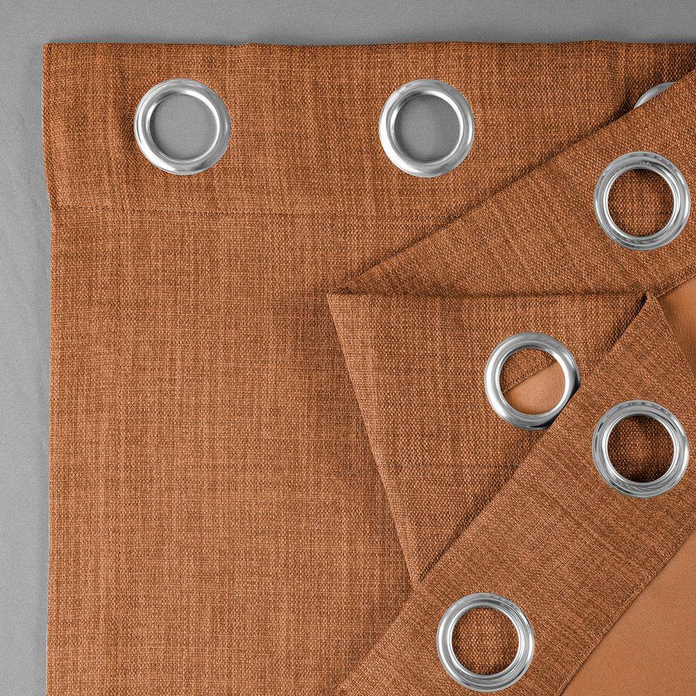 Desert Orange Faux Linen Blackout Grommet Window Panel - 50" x 96"