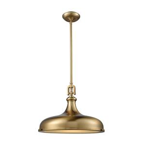 Rutherford 1-Light Satin Brass with Frosted Glass Diffuser Pendant