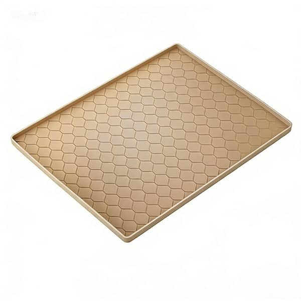 Beige 22in. D x 34in. L Non-Slip Waterproof Heat Resistant Easy Clean Under Sink Mat (1 Pack)