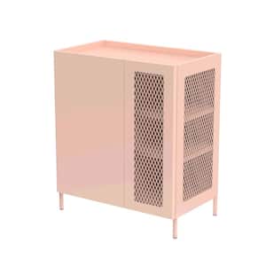 26.78 in. W x 15.75 in. D x 31.5 in. H Pink Linen Cabinet with Mesh Element Doors and Adjustable Shelves