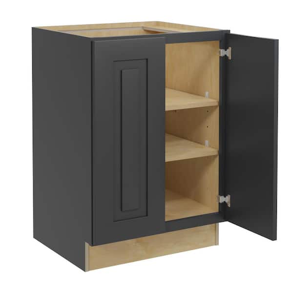 Home Decorators Collection Grayson 24 in. W x 21 in. D x 34.5 in. H Assembled Plywood Full Height Door Base Bath Cabinet in Deep Onyx