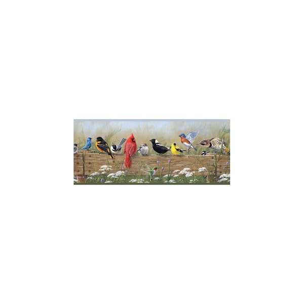 Chesapeake Clarence Green Songbird Menagerie Portrait Red Wallpaper Border Sample