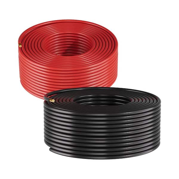 Solar Panel Wire Kit, 200 ft. 10 AWG (6 sq. mm) Extension Cable in Black and Red, PV Tinned Copper Wire for RV, Boat
