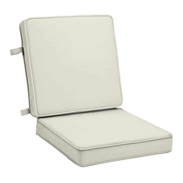 Foam Outdoor Double Welted Dining Chair Cushion 20 x 20 Made with ProFoam Rain-Proof Fade Resistant Cream Woven Solid