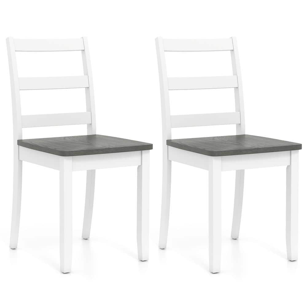 Set of 2 Wood Dining Chairs with Solid Rubber Wood Legs-Gray price history on PriceWatchPro