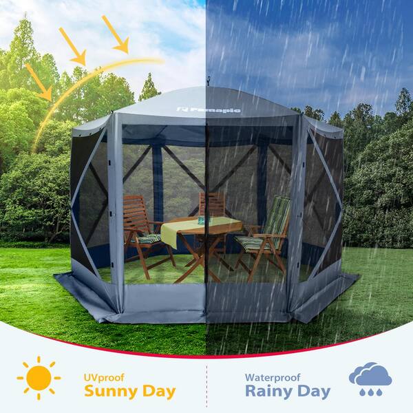 PamaPic 12 ft. x 12 ft. Outdoor Gray Portable 6 Sided Pop-Up