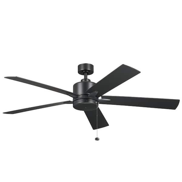 KICHLER Lucian II 60 in. Indoor Satin Black Downrod Mount Ceiling Fan with Pull Chain