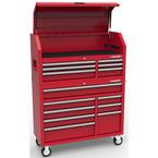 46 in W x 18.1 in D Standard Duty 14-Drawer Tool Chest and Top Tool Cabinet Combo in Red