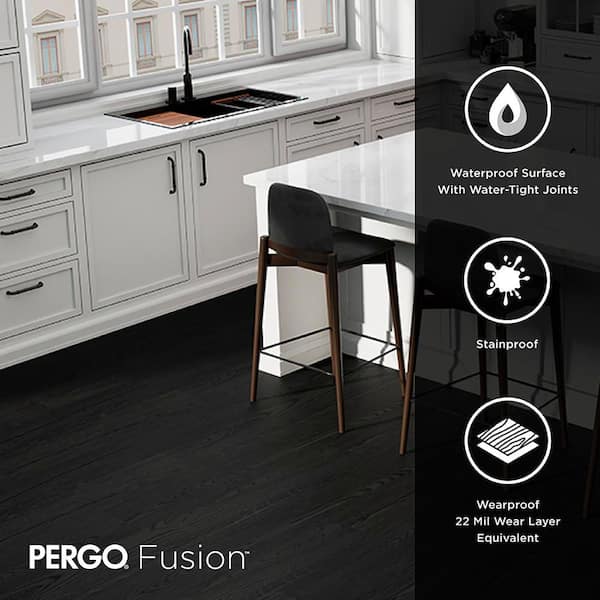 Pergo Fusion Night Black Oak 10 mm T x 7.48 in. W x 47.24 in. L