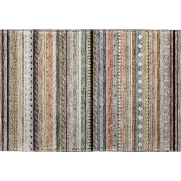Mayfield Premium Machine Washable Abstract AMF2218 Khaki 2 ft. x 3 ft. Accent Rug