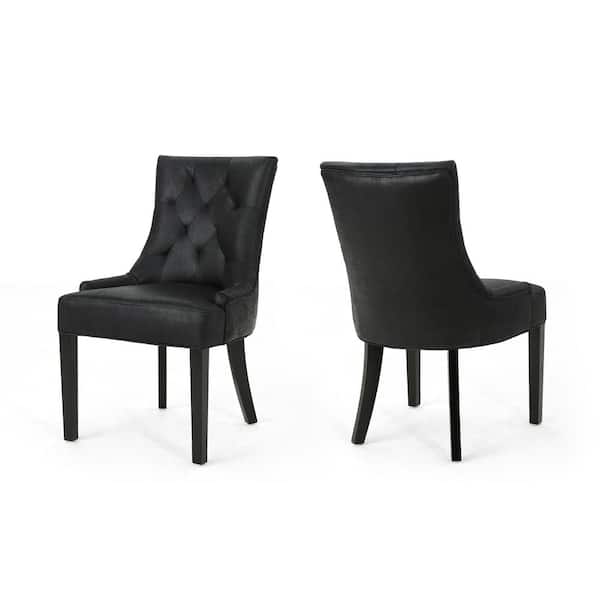 Noble House Hayden Black Upholstered Dining Chairs (Set of 2)