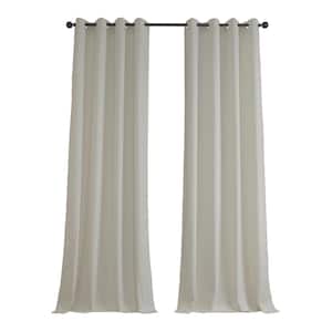 Ivory Lounge Embossed Grommet Velvet Curtains 50 in. W x 108 in. L Room Darkening Curtain (Single Panel)