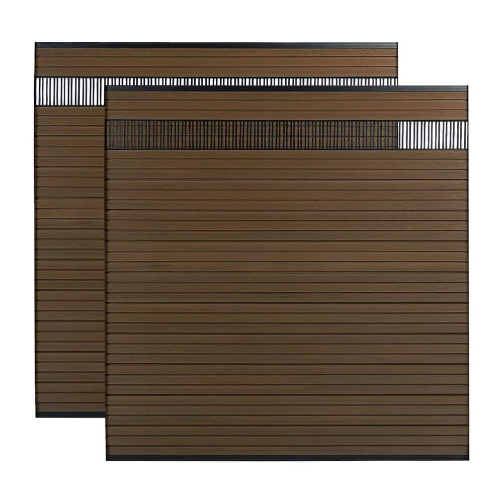 Low-Maintenance Outdoor 5.9 ft. H x 5.9 ft. W Brown Composite Fence Panels Striped Hollow Privacy Panel (2 Sets) price history on PriceWatchPro