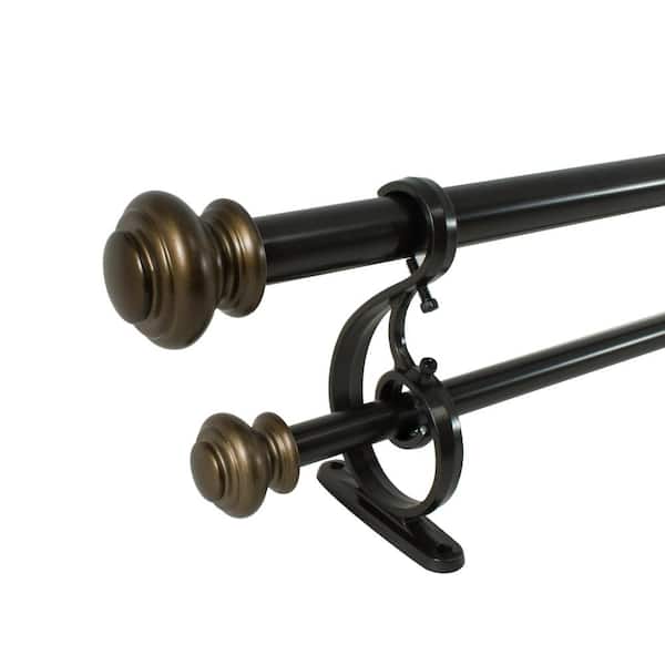 144 In Double Curtain Rod Brown, Brown Curtain Rods Home Depot