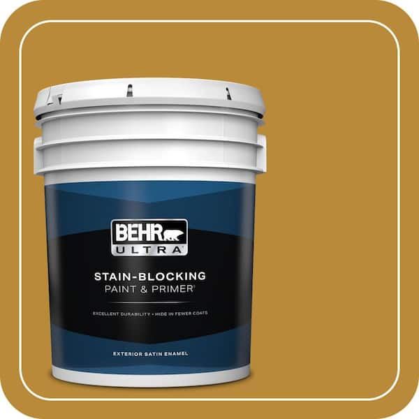 BEHR ULTRA 5 gal. #S-H-350 Burmese Gold Satin Enamel Exterior Paint & Primer