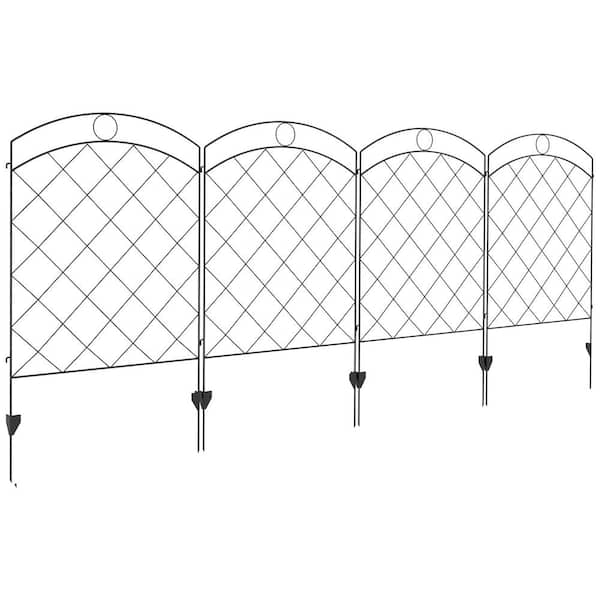COOLSHARK 11.4 ft. L x 43 in. H Outdoor No Dig Decorative Outdoor Garden Fence, Steel Fence Panels, for Yard, Black