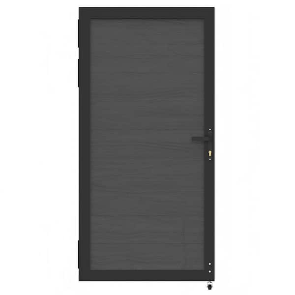 New Version Privacy 3 ft. W x 6 ft. H Aluminum Frame Fence Gate Silver Gray Composite Panel with Security Lock System