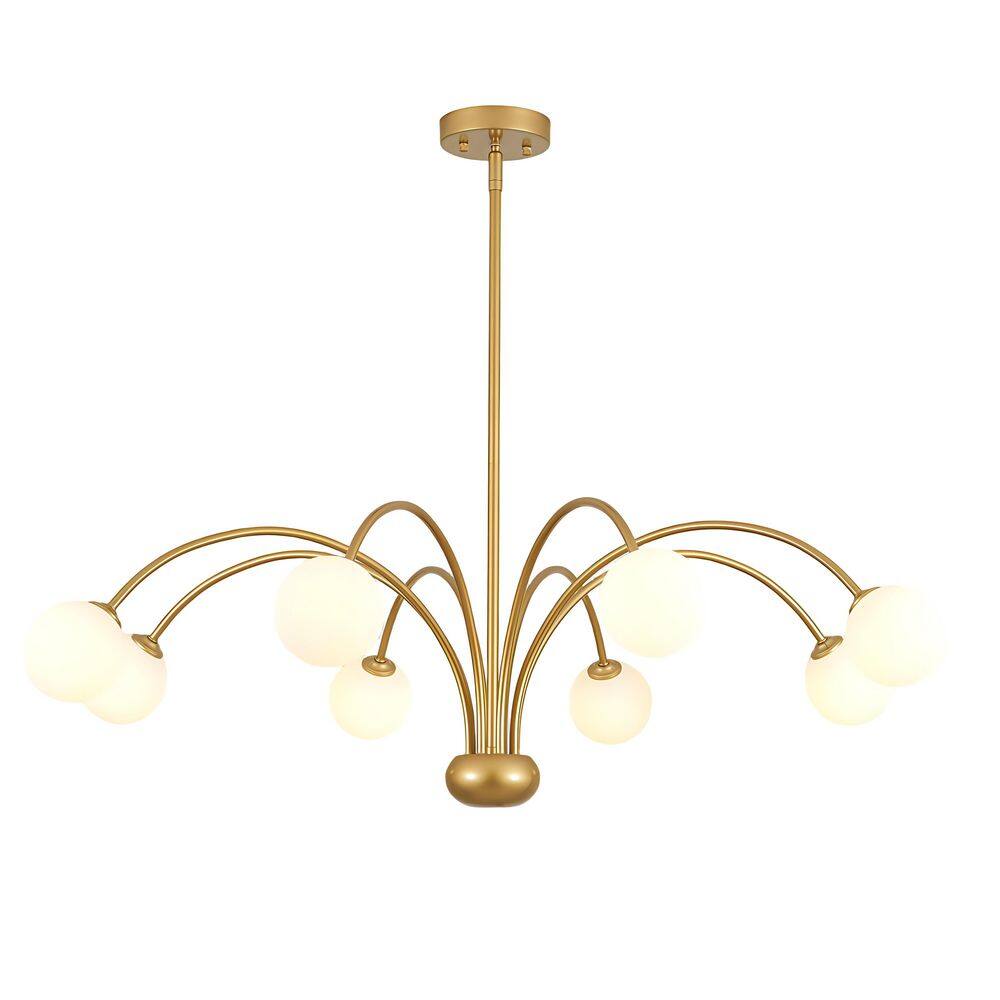 Isadora 8-Light 39-in Modern Brass Globe Chandelier with Frosted White Glass Shades price history on PriceWatchPro