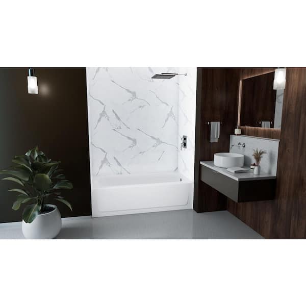 Mauicast 60 in. x 30 in. Rectangular Alcove Soaking Bathtub with Left Drain in White
