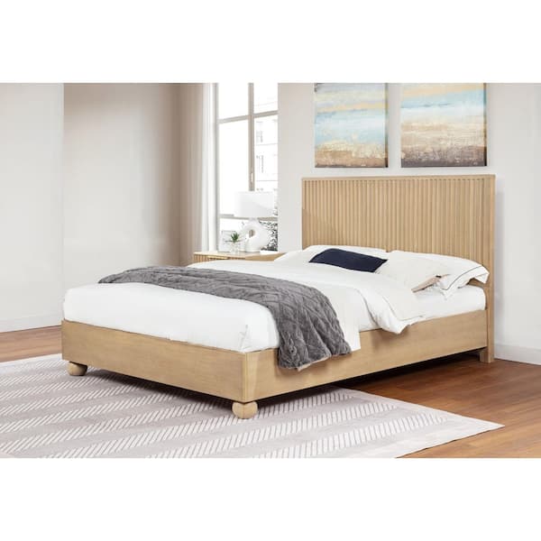 Sorelle Brown Wood Frame Queen Platform Bed with Fluted Panels