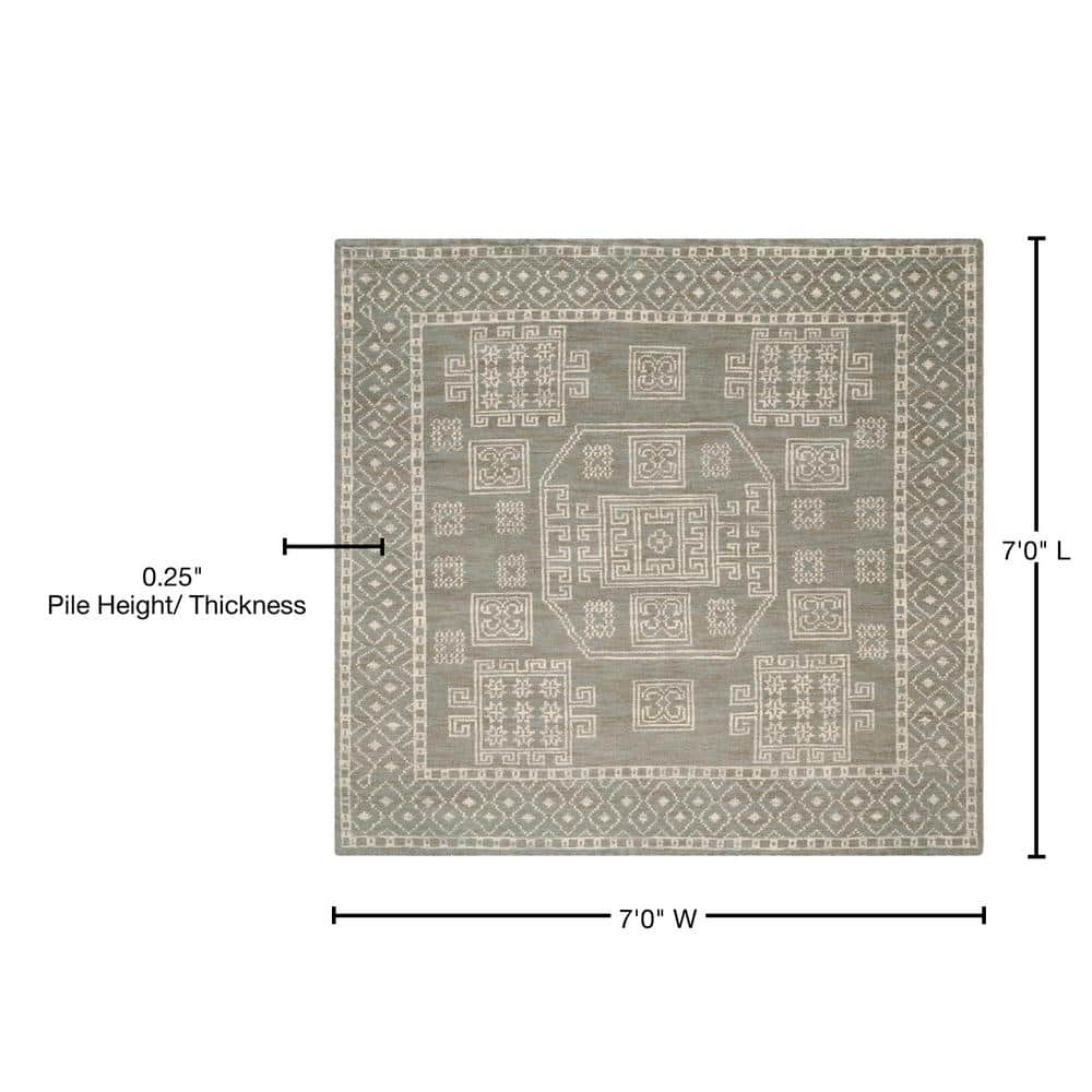 Kenya Gray Hand-Knotted Wool Square Area Rug