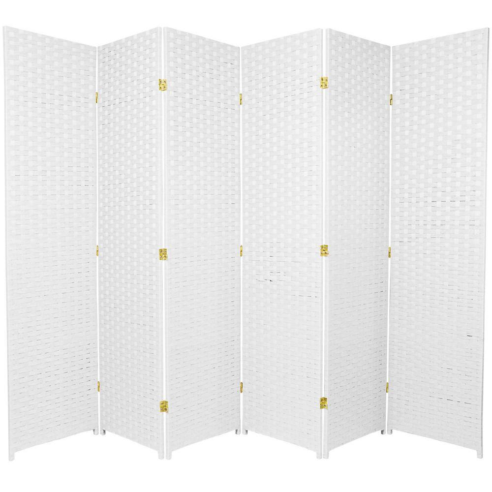 Oriental Furniture 6 ft. White 6Panel Room Divider SSFIBER6PWHT